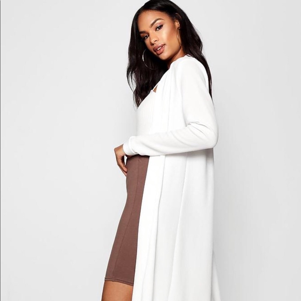 Tall Collarless Duster Jacket White NWOT